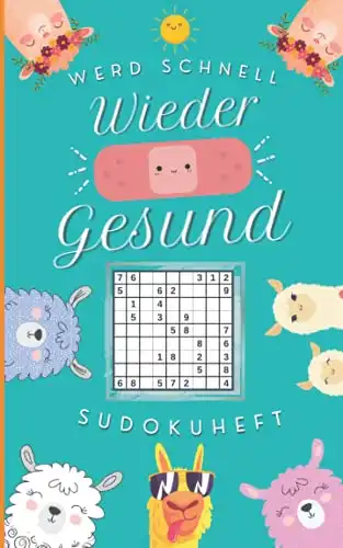 Süßes “Werd schnell wieder gesund!” Sudokuheft mit Alpakas