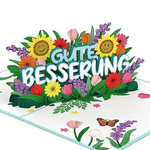 3D Pop-Up Karte mit bunten Blumen und 