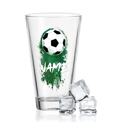 Leonardo Wasserglas mit UV-Druck - im Fußball Design - mit Wunschname