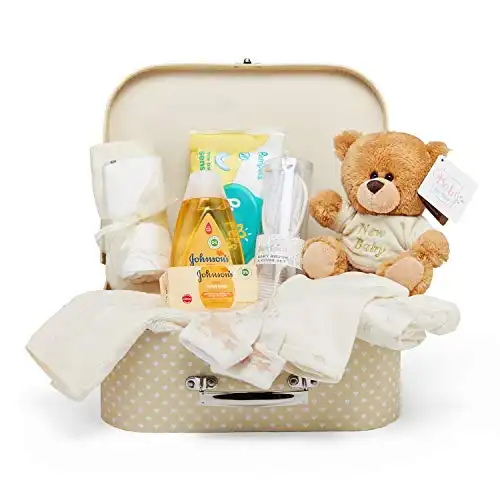 Handverpacktes Baby Geschenkset mit Teddy