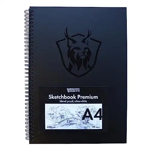 Premium Sketchbook DIN A4 Hochwertiges Zeichenbuch mit ultra-festem 240g Papier