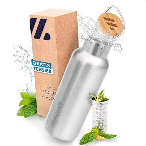 Isolier-Trinkflasche: Teesieb, spülmaschinengeeignet, auslaufsicher, isoliert, 1 Liter