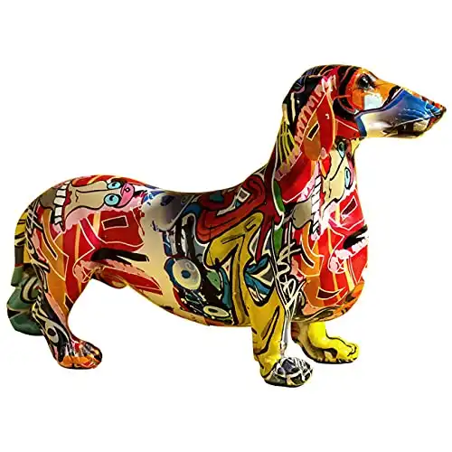 Kunstvolle Bunte Dackel Hund Statue