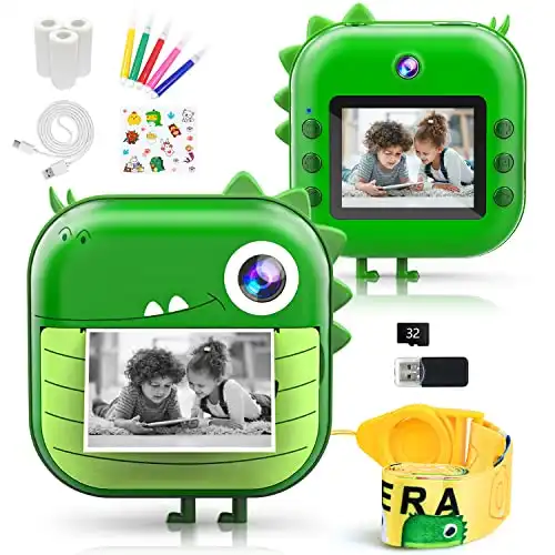 Kinder Sofortbildkamera, Dinosaurier Design, 1080p