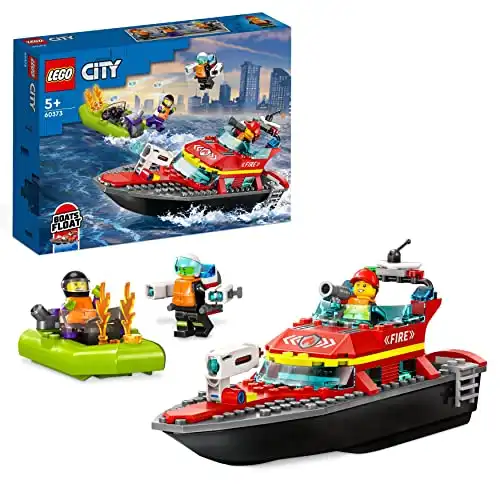 LEGO Feuerwehrboot mit Rettungsboot und Figuren (schwimmt wirklich!)
