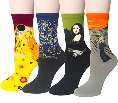 4 Paar Baumwoll Kunst Socken für Damen