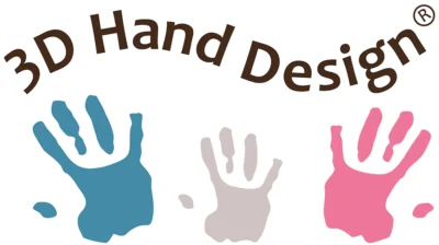 3D Handdesign und 2D Handabdrücke
