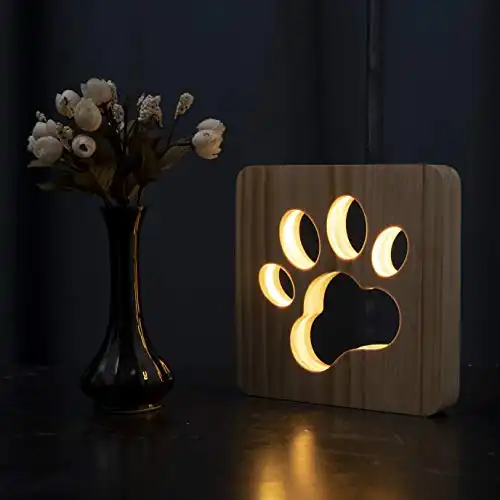 LED Nachtlicht Hund Pfote Holz