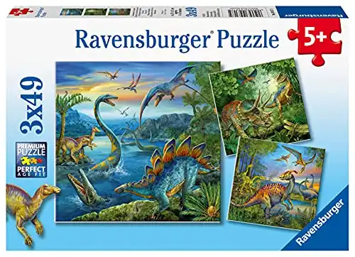 Dinosaurier-Puzzle für Kinder ab 5 Jahren, 3x49 Teile