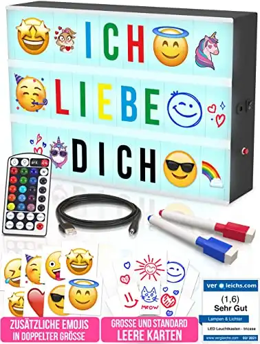 Farbwechsel Light Box mit 386 Buchstaben und Emoji