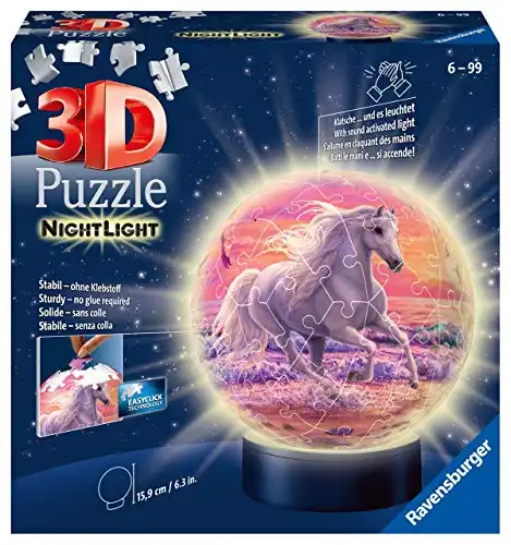 3D Puzzle-Ball Nachtlicht mit Pferdemotiv
