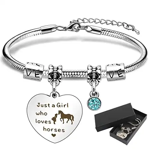 Freundschafts Geschenk Armband mit Mädchen & Pferd