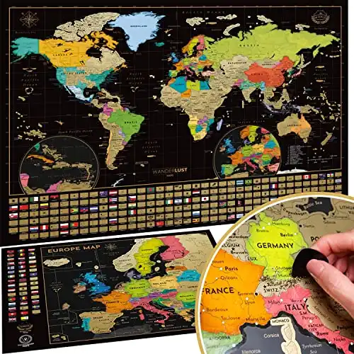 Weltkarte zum Rubbeln mit BONUS Deluxe Europa Karte