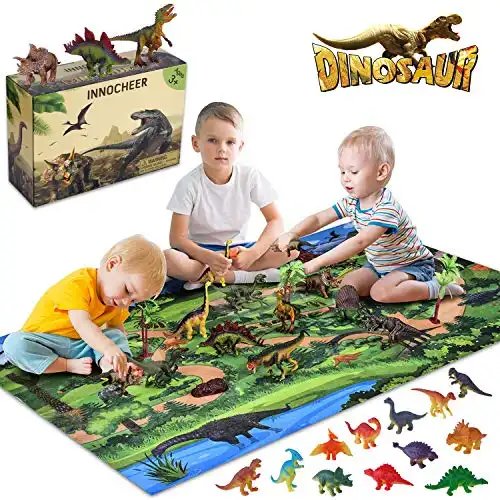 Dinosaurier Spielzeug Set mit Figuren, Spielmatte und Bäume