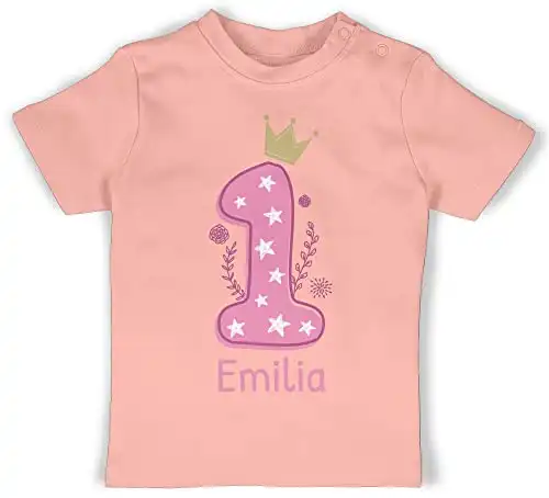 Baby T-Shirt personalisiert mit Namen 1. Geburtstag