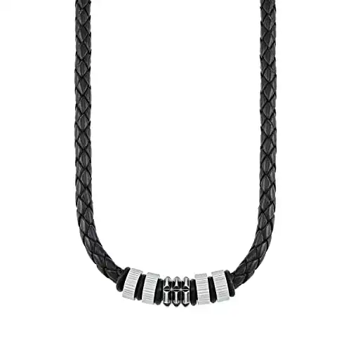 Cooles Halsband aus Edelstahl und Leder