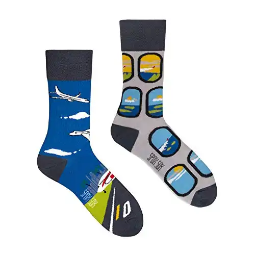 Mehrfarbige, bunte Socken für Individualisten mit Flugzeugmotiven