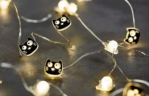 Süße Mini-Lichterkette im Katzen-Design (20 LEDs)