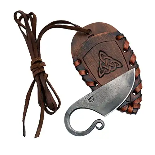 Handgeschmiedetes keltisches Taschenmesser mit Echtledertasche