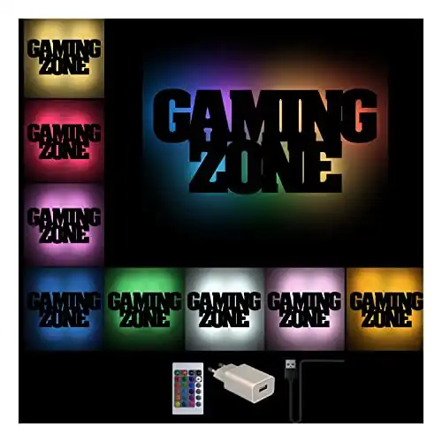 Gaming Zone  Wand Lampe aus Holz