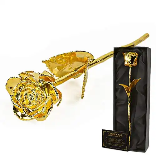 Goldene Rose mit 24 Karat und Echtheitszertifikat in luxuriöser Box