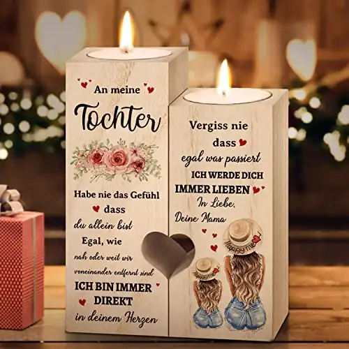Liebevoller Kerzenständer mit personalisiertem Text