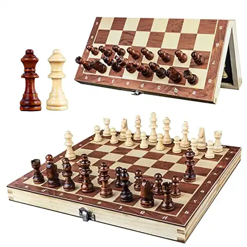 Schachspiel aus Holz (magnetisch & faltbar)