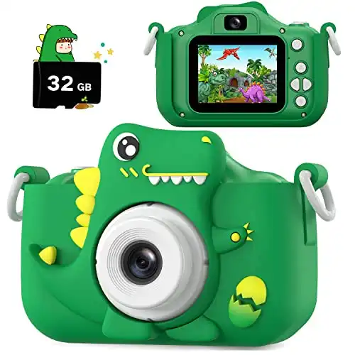 Dinosaurier Kinderkamera (1080P HD, 32 GB Memorycard)