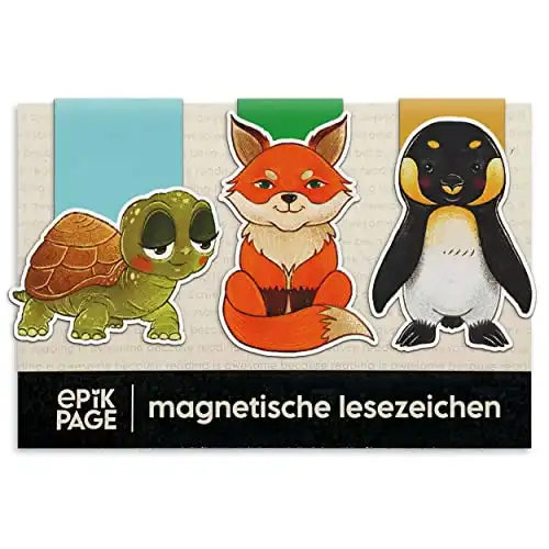 Magnetische Lesezeichen (Fuchs, Schildkröte, Pinguin)
