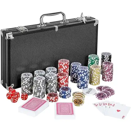 Pokerkoffer mit 300 Laser-Chips (Black)