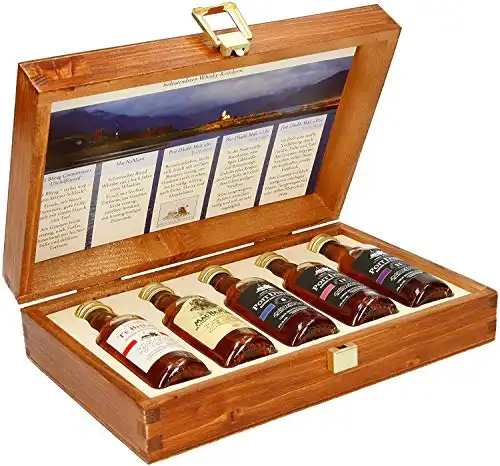 Whisky Probier-Set  in hochwertiger Holzkiste (5x50ml)