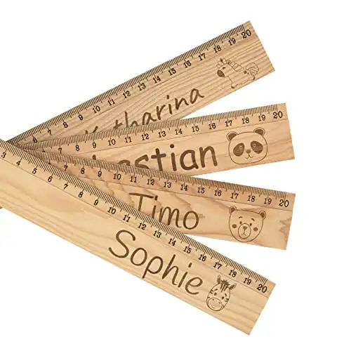 Holz-Lineal für Kinder mit personalisierter Gravur (20 cm)