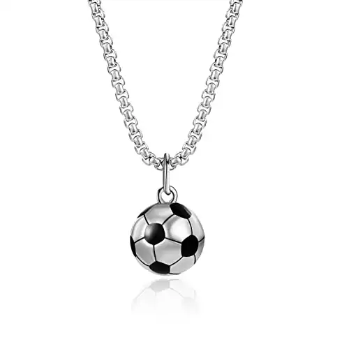 Fußball Halskette aus Edelstahl und Silber