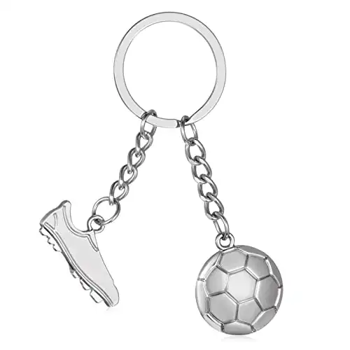 Fußball-Schlüsselanhänger aus Silber (Schuh und Fussball)