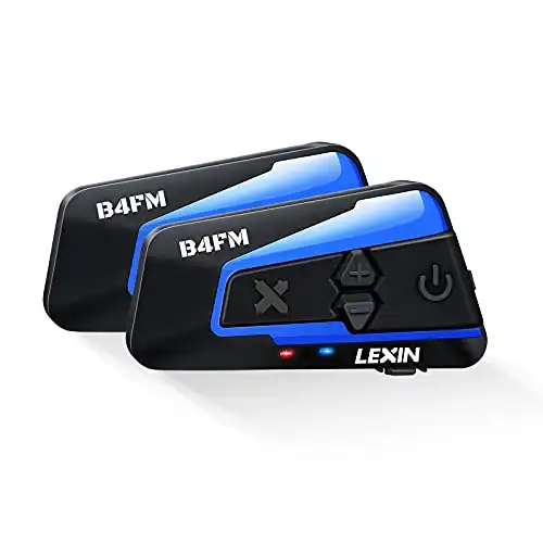 LEXIN B4FM Motorrad Bluetooth Headset, Helm Intercom, Kommunikationssystem für bis zu 10 Motorräder mit 2000m Reichweite, Motorradhelm Gegensprechanlage mit Musikteilen Funktion Doppelpack