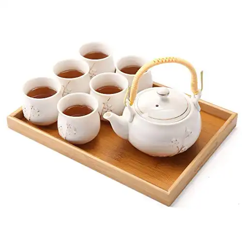 Japanisches Teeservice aus weißem Porzellan