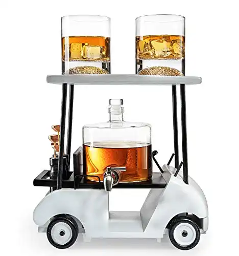 Golf-Wein- und Whisky-Flasche (mit 2 Gläsern)