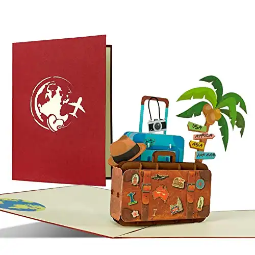 Reise-Gutscheinkarte mit 3D-Pop-up Koffer