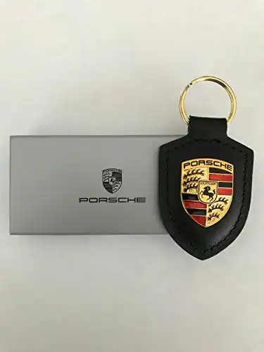 Porsche Schlüsselanhänger aus Leder mit Wappen