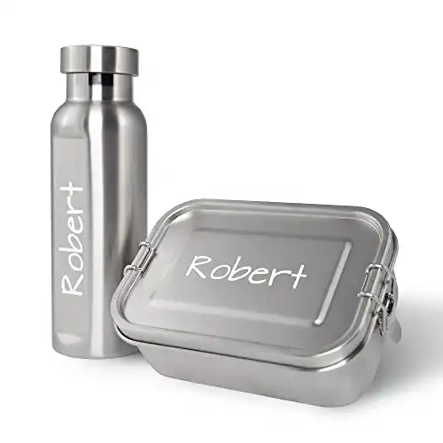 Personalisierte Edelstahl-Lunchbox + Trinkflasche (800ml + 470ml)