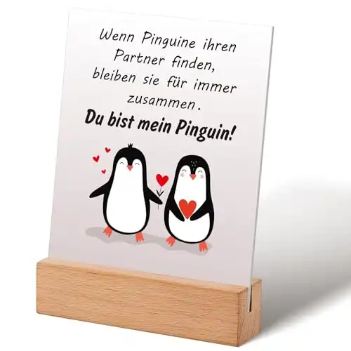Lustiges Tischschild mit Spruch und mit Pinguin