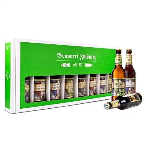 Brauerei Zwönitz Männerhandtasche Bier/Bier Set mit 8 Bierflaschen/Bier Geschenke/Männer Handtasche als Bier Geschenk/Bier Männerhandtasche/Bier Paket Vatertagsgeschenk / 8 × 0,5 l Flaschen