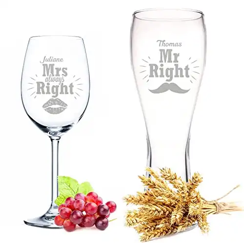 Weizenglas + Weinglas - personalisiert