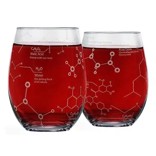 Weingläser geätzt mit Weinchemie-Molekülen (15 Unzen 2er-Set)