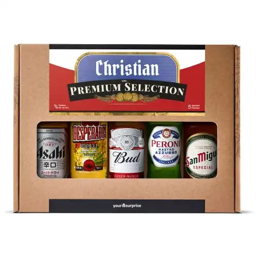 Biergeschenk personalisiert mit namen - Bierpaket mit Internationales Bier