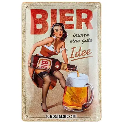 Nostalgic-Art Retro Blechschild, 20 x 30 cm, Immer eine gute Idee – Geschenk-Idee für Bier-Fans, aus Metall, Vintage Design mit Spruch