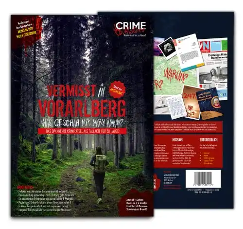 Crime Makers Detektiv Spiel - Rätselbuch Vermisst in Vorarlberg - Escape Room Spiel - Spannendes Rätsel Spiel - Gesellschaftsspiel für Erwachsene und Kinder - Tatort Krimi Spiel