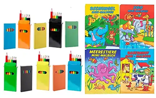 10 Mini-Malbücher für Kinder inklusive Buntstifte