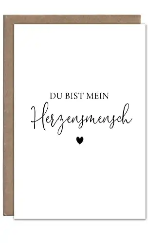 Bamboorilla Du bist mein Herzensmensch - Glückwunschkarte zum Geburtstag mit Umschlag - Karte zum Geburtstag für Mann und Frau - Geschenkkarte