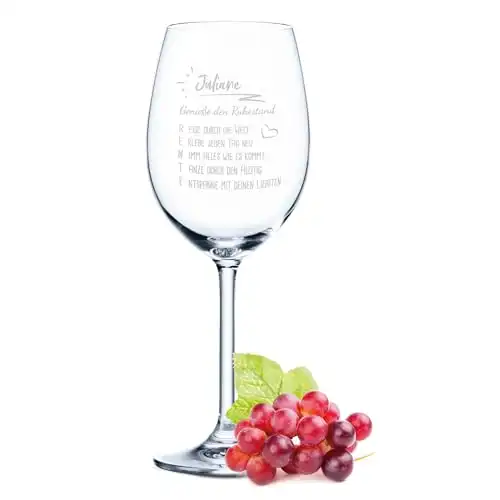 Leonardo Weinglas mit Gravur - Genieße den Ruhestand - Personalisiert mit Namen - Lustiges Geschenk - für Oma & Opa zur Rente Ruhestand - für Frauen & Männer - Farbe Daily